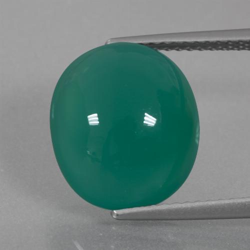 7.10캐럿 천연 미디엄 그린 아게이트, 타원형 컷, 13.2×11.4 mm, 투명한