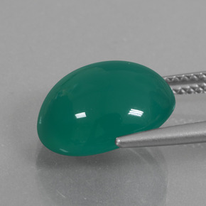 7.10캐럿 천연 미디엄 그린 아게이트, 타원형 컷, 13.2×11.4 mm, 투명한