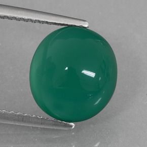 4.11캐럿 천연 미디엄 그린 아게이트, 타원형 컷, 10.5×9.5 mm, 투명한