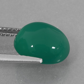 4.11캐럿 천연 미디엄 그린 아게이트, 타원형 컷, 10.5×9.5 mm, 투명한