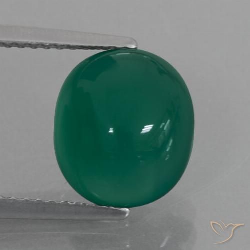 4.14ct 자연스러운 미디엄 그린 마노, 타원형, 투명한