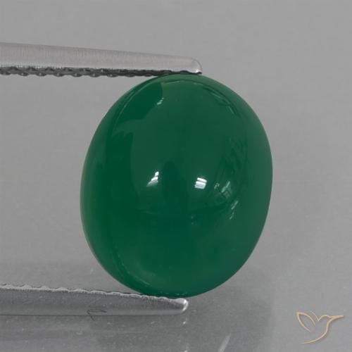 4.71ct 자연스러운 미디엄 그린 마노, 타원형, 투명한