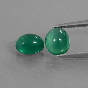 캐럿 천연 그린 아게이트 보석, 타원형 컷, 7×5.8 mm, 투명한