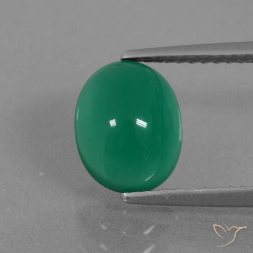 2.33ct 자연스러운 파인 그린 마노, 타원형, 투명한