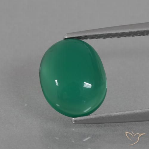 2.11ct 자연스러운 미디엄 그린 마노, 타원형, 투명한