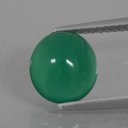 2.49캐럿 천연 미디엄 그린 아게이트, 타원형 컷, 8.7×7.9 mm, 투명한