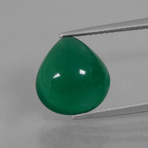 6.45캐럿 천연 미디엄 그린 아게이트, 배 모양, 12.1×11.5 mm, 투명한