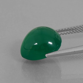 6.45캐럿 천연 미디엄 그린 아게이트, 배 모양, 12.1×11.5 mm, 투명한