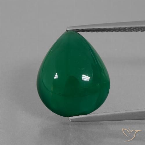 7.46ct 자연스러운 미디엄 그린 마노, 배 모양, 투명한