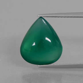 5.89캐럿 천연 그린 아게이트, 배 모양, 13.2×11.5 mm, 투명한