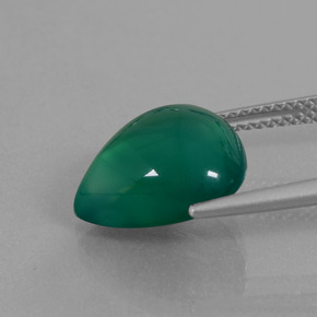 5.89캐럿 천연 그린 아게이트, 배 모양, 13.2×11.5 mm, 투명한