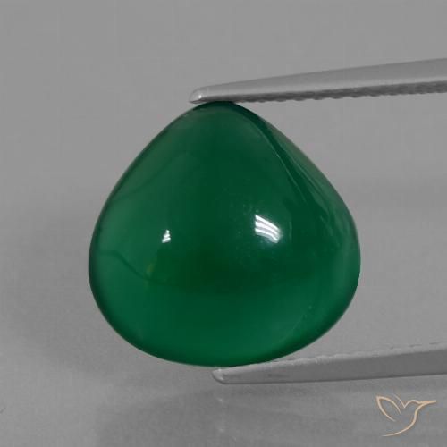 6.83ct 자연스러운 미디엄 그린 마노, 배 모양, 투명한