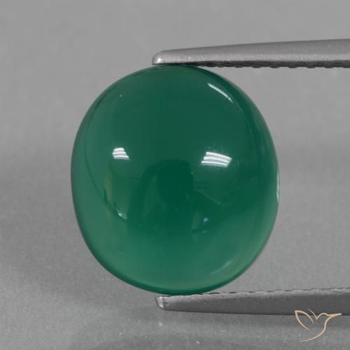 3.83ct 자연스러운 미디엄 딥 그린 마노, 타원형, 투명한