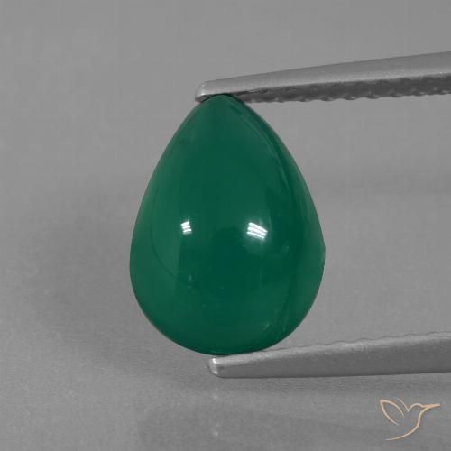 2.54ct 자연스러운 녹색 마노, 배 모양, 투명한