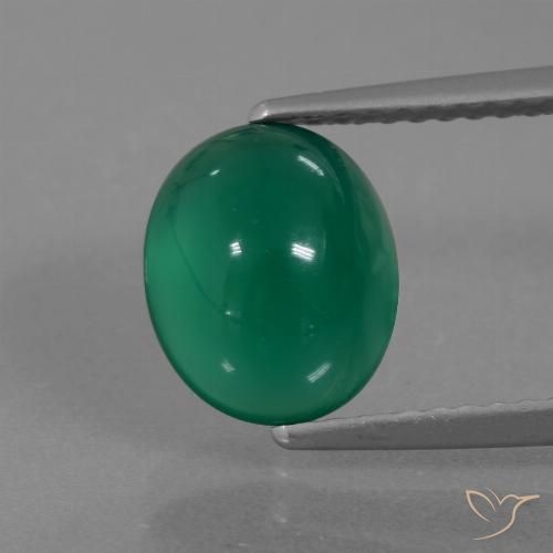 2.40ct 자연스러운 포레스트 그린 마노, 타원형, 투명한