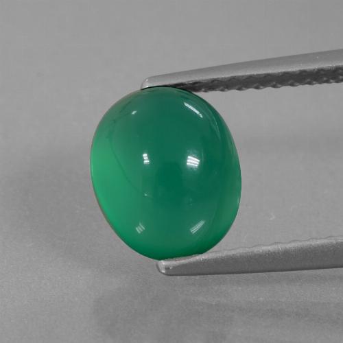 2.52캐럿 천연 미디엄 그린 아게이트, 타원형 컷, 8.7×7.2 mm, 투명한