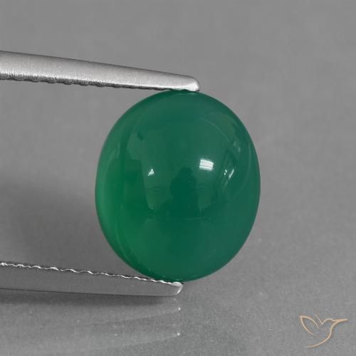 2.81ct 자연스러운 미디엄 그린 마노, 타원형, 투명한