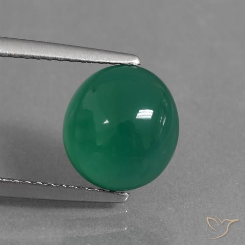 2.75ct 자연스러운 미디엄 그린 마노, 타원형, 투명한