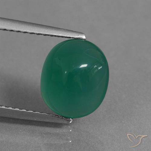 2.53ct 자연스러운 미디엄 그린 마노, 타원형, 투명한