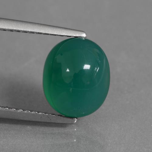 2.91캐럿 천연 미디엄 그린 아게이트, 타원형 컷, 9.6×8.1 mm, 투명한