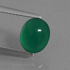 1.56캐럿 천연 그린 아게이트, 타원형 컷, 8.1×6.8 mm, 투명한
