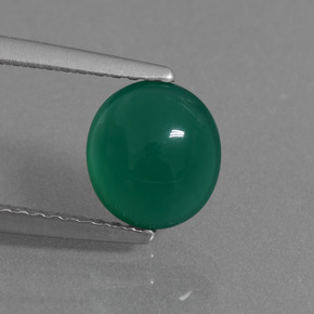 1.46캐럿 천연 포레스트 그린 아게이트, 타원형 컷, 7.7×6.9 mm, 투명한