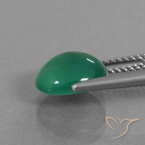 2.69캐럿 천연 미디엄 그린 마노, 타원형, 투명한