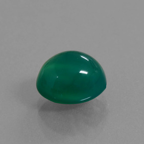 2.42캐럿 천연 중간 짙은 녹색 아게이트, 타원형 컷, 8.5×7.6 mm, 투명한