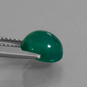 2.42캐럿 천연 중간 짙은 녹색 아게이트, 타원형 컷, 8.5×7.6 mm, 투명한