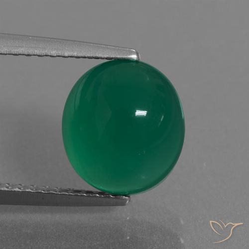 3.20ct 자연스러운 포레스트 그린 마노, 타원형, 투명한