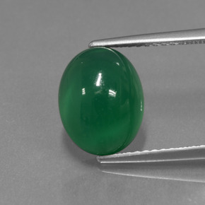 3.82캐럿 천연 노란빛 그린 아게이트, 타원형 컷, 10.7×8.5 mm, 투명한
