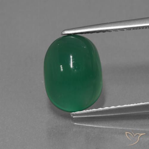 3.11ct 자연스러운 포레스트 그린 마노, 타원형, 투명한
