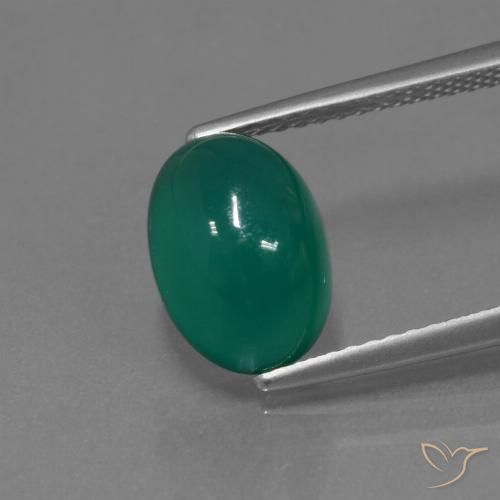 2.97캐럿 천연 쿨 그린 아게이트, 타원형 컷, 10.2×7.3 mm, 투명한