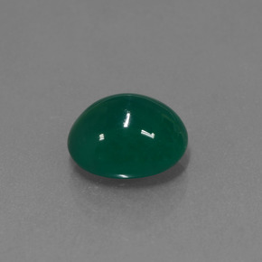 2.81캐럿 천연 중간 짙은 녹색 아게이트, 타원형 컷, 9.7×8.2 mm, 투명한