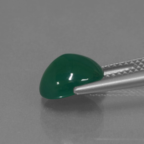 2.81캐럿 천연 중간 짙은 녹색 아게이트, 타원형 컷, 9.7×8.2 mm, 투명한