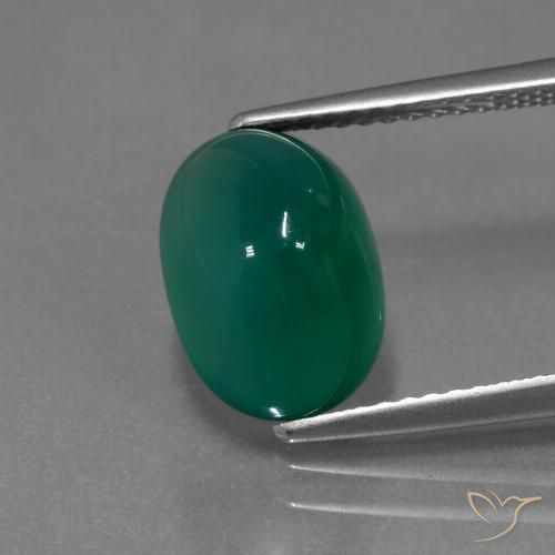3.39ct 자연스러운 딥그린 마노, 타원형, 투명한