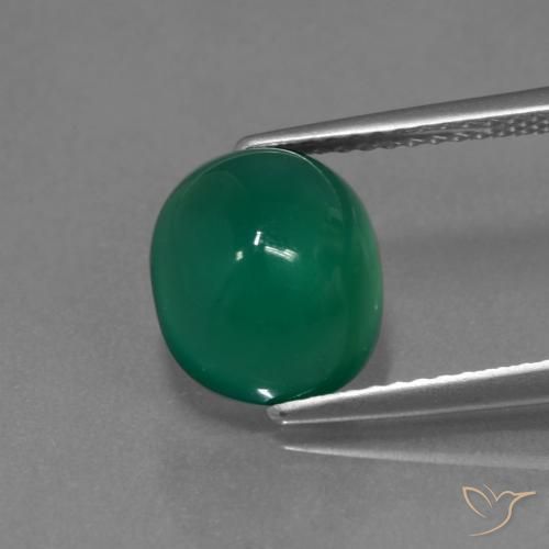 3.23ct 자연스러운 미디엄 딥 그린 마노, 타원형, 투명한