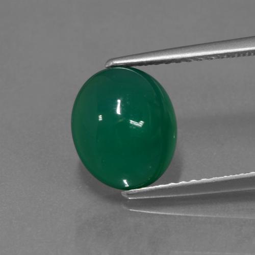 3.00캐럿 천연 포레스트 그린 아게이트, 타원형 컷, 9.9×8.4 mm, 투명한