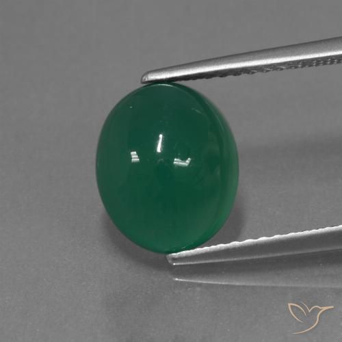 3.17ct 자연스러운 포레스트 그린 마노, 타원형, 투명한