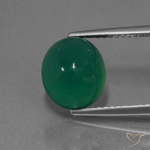 3.65ct 자연스러운 포레스트 그린 마노, 타원형, 투명한