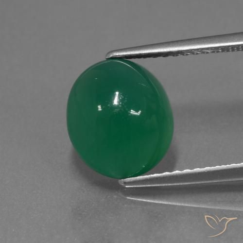 3.72ct 자연스러운 따뜻한 녹색 마노, 타원형, 투명한