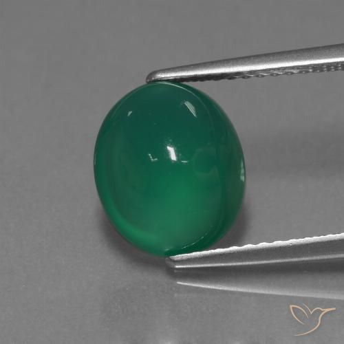 3.61ct 자연스러운 포레스트 그린 마노, 타원형, 투명한