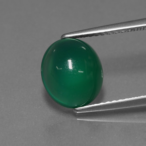 3.01캐럿 천연 그린 아게이트, 타원형 컷, 9.7×8.5 mm, 투명한