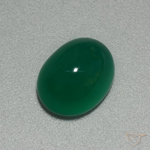 3.92ct 자연스러운 미디엄 그린 마노, 타원형, 투명한