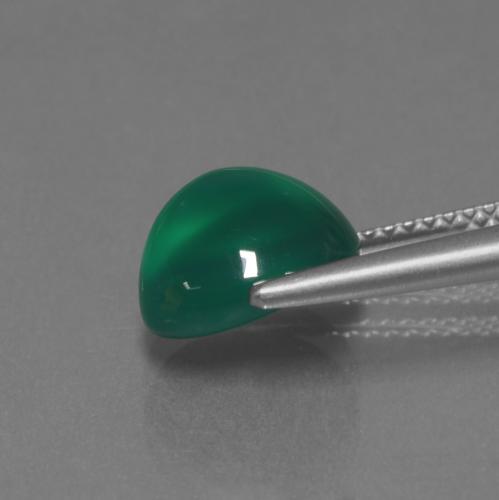 2.84캐럿 천연 중간 짙은 녹색 마노, 타원형 컷, 투명한