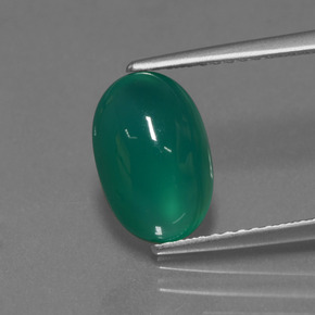 2.88캐럿 천연 그린 아게이트, 타원형 컷, 10.9×7.2 mm, 투명한