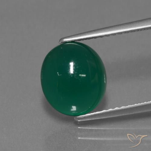 3.60ct 자연스러운 미디엄 그린 마노, 타원형, 투명한