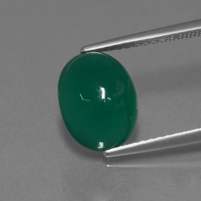 3.31캐럿 천연 미디엄 그린 아게이트, 타원형 컷, 10.3×7.9 mm, 투명한