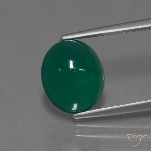 3.04ct 자연스러운 미디엄 그린 마노, 타원형, 투명한