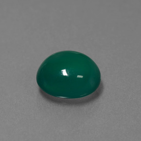 3.39캐럿 천연 중간 짙은 녹색 아게이트, 타원형 컷, 10.1×9.2 mm, 투명한